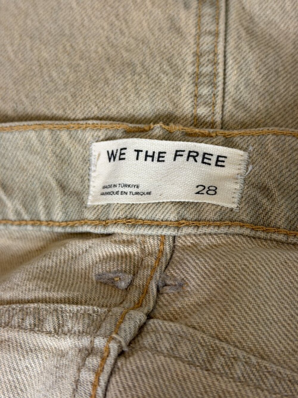 We The Free People Good Luck Barrel Jeans High Waist Button Fly Antique Ivory 28 - Picture 11 of 13